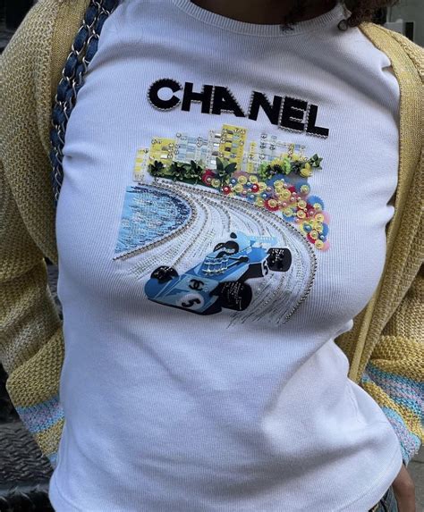 chanel t shirts ladies|pre owned chanel tops.